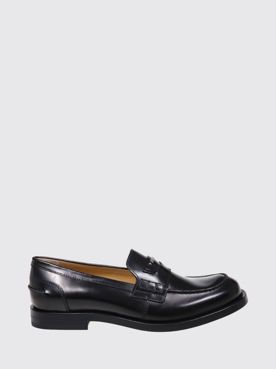 Fendi Ateneo Brushed Calfskin Leather Penny Loafers with Round Toe