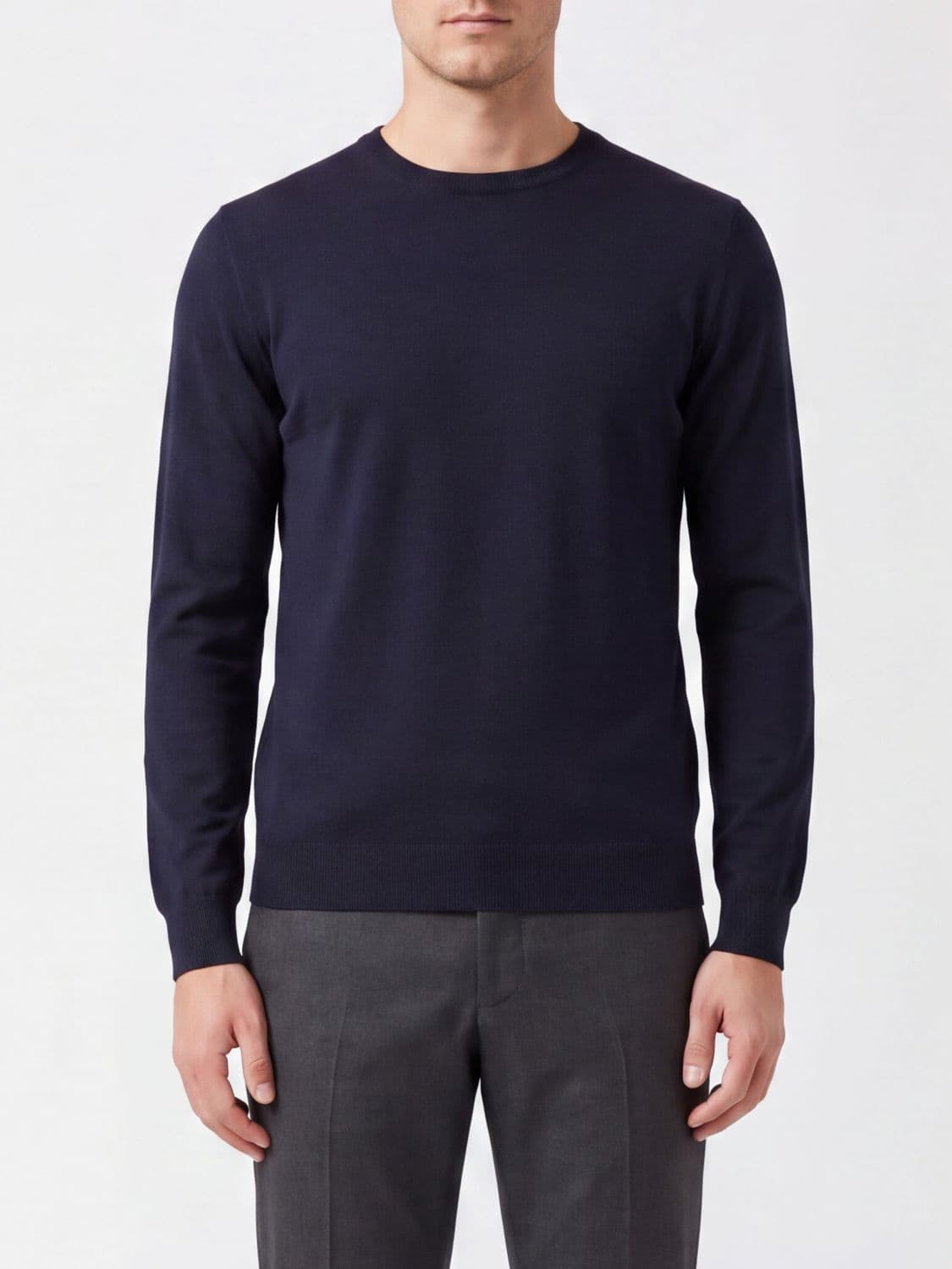Tagliatore 100% Wool Crew-Neck Jumper with Ribbed Trims
