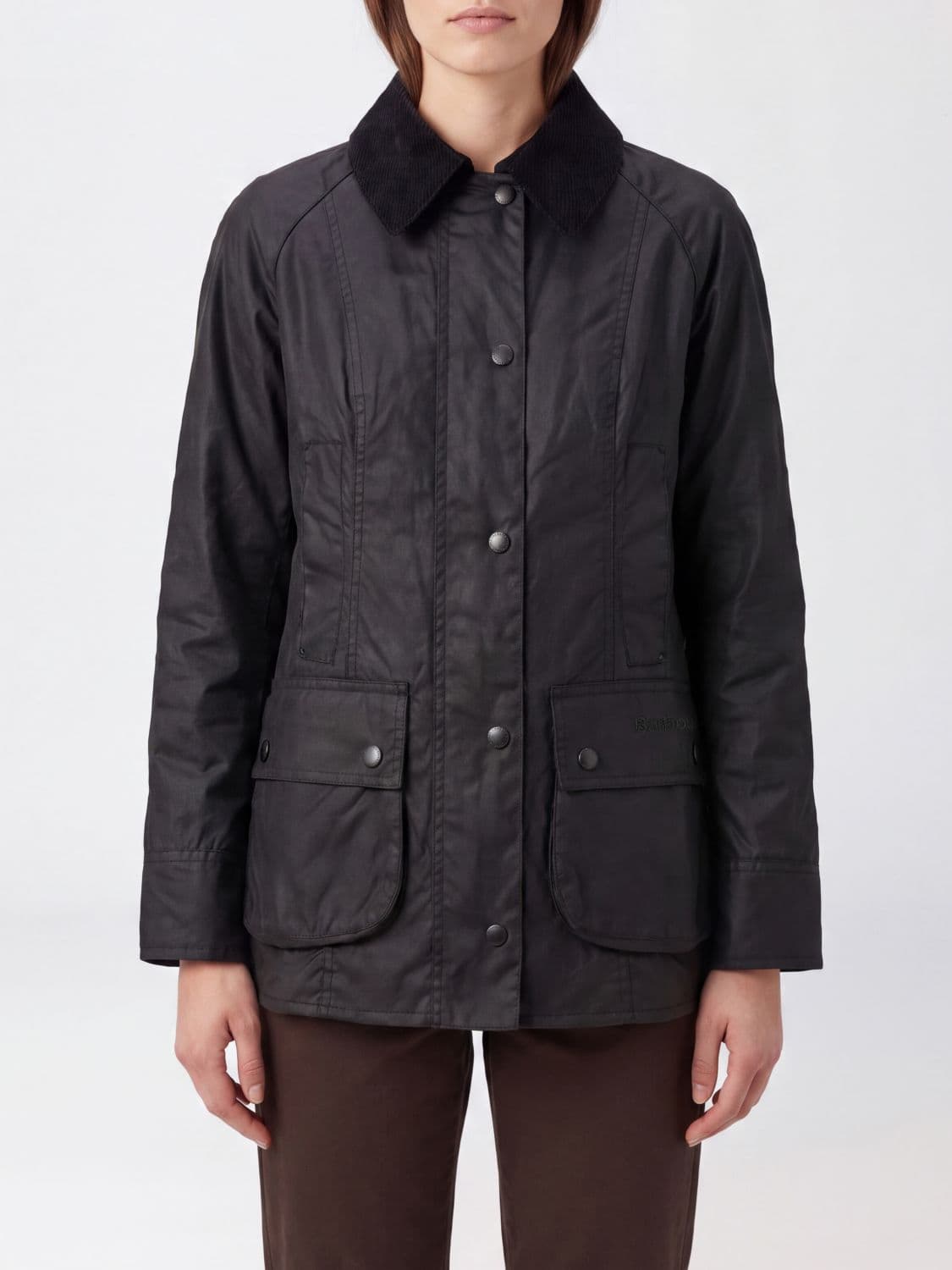 Barbour Beadnell Waxed Cotton Jacket with Velvet Collar