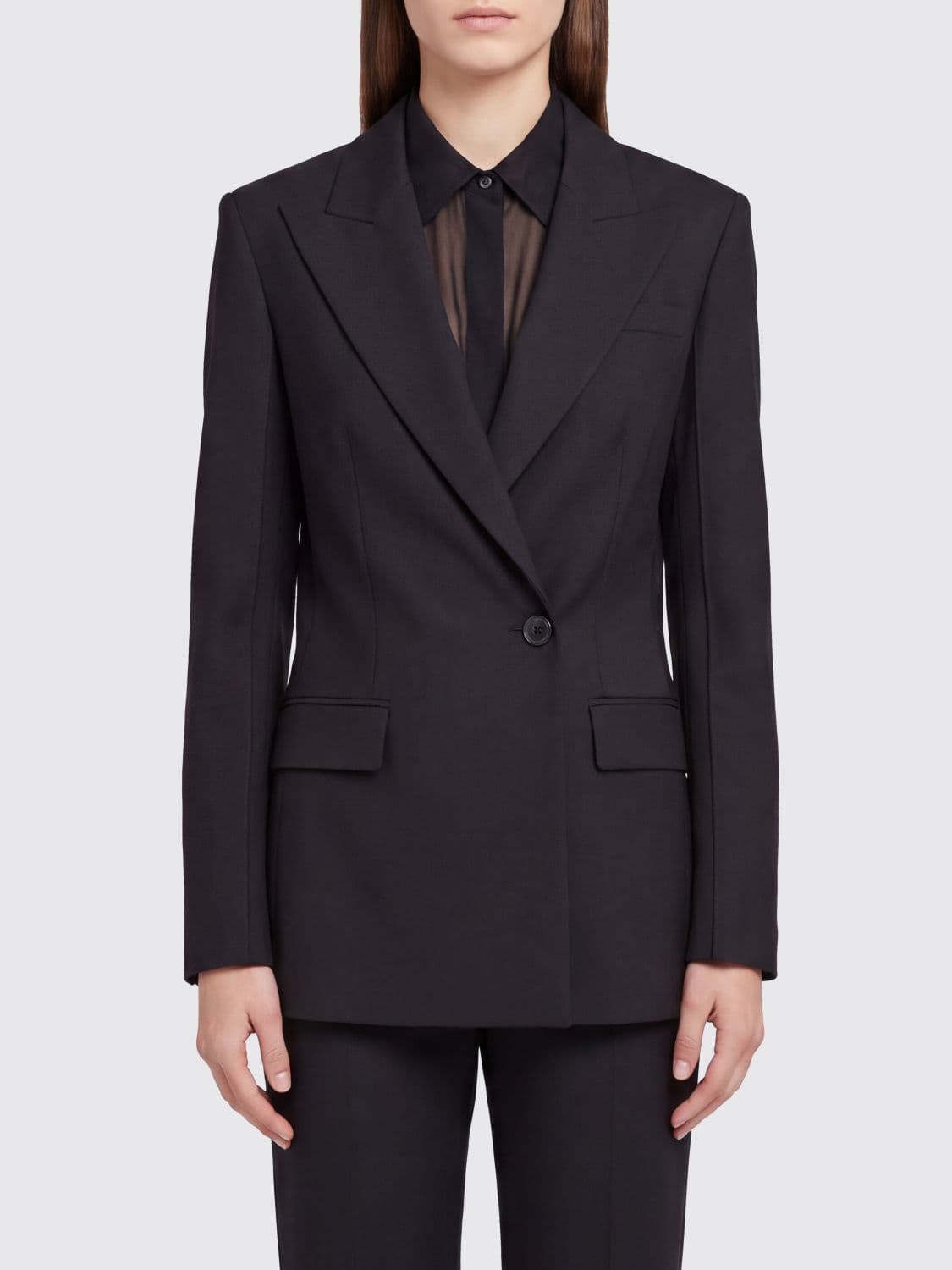 Erika Cavallini Double-Breasted Wool-Blend Blazer with Peak Lapels