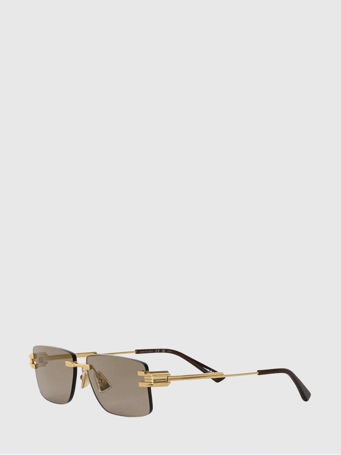 Bottega Veneta Rectangular Aviator Sunglasses in Metal with Dark Lenses