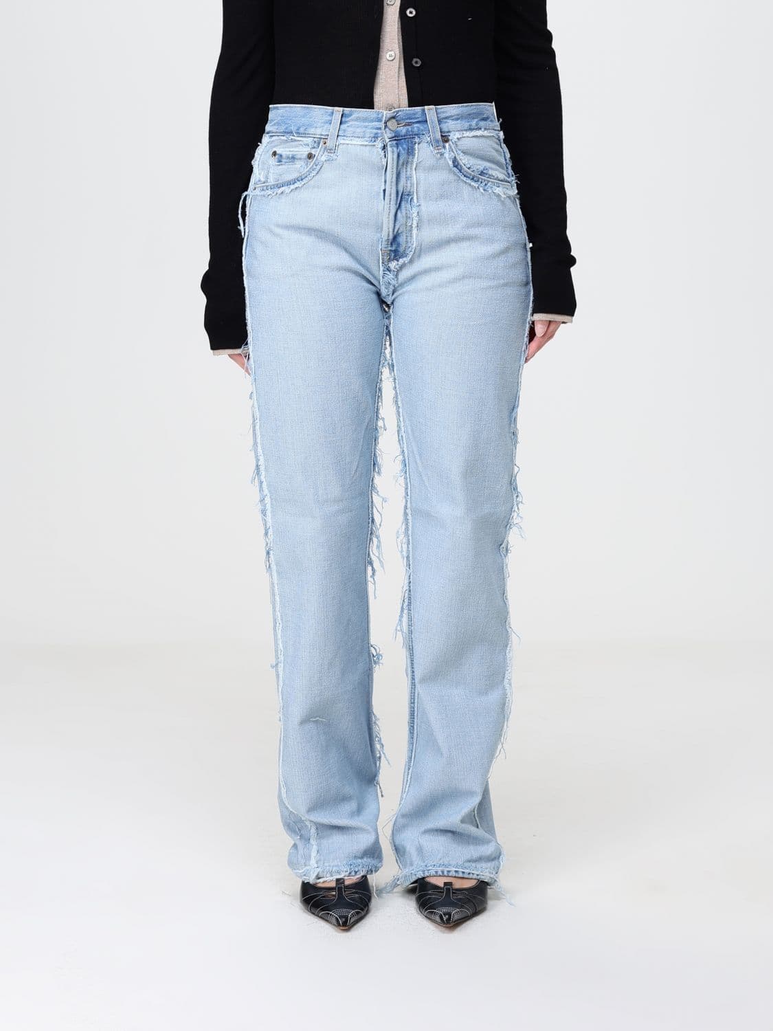 Acne Studios Mid-Rise 5-Pocket Straight-Leg Jeans in Distressed Denim