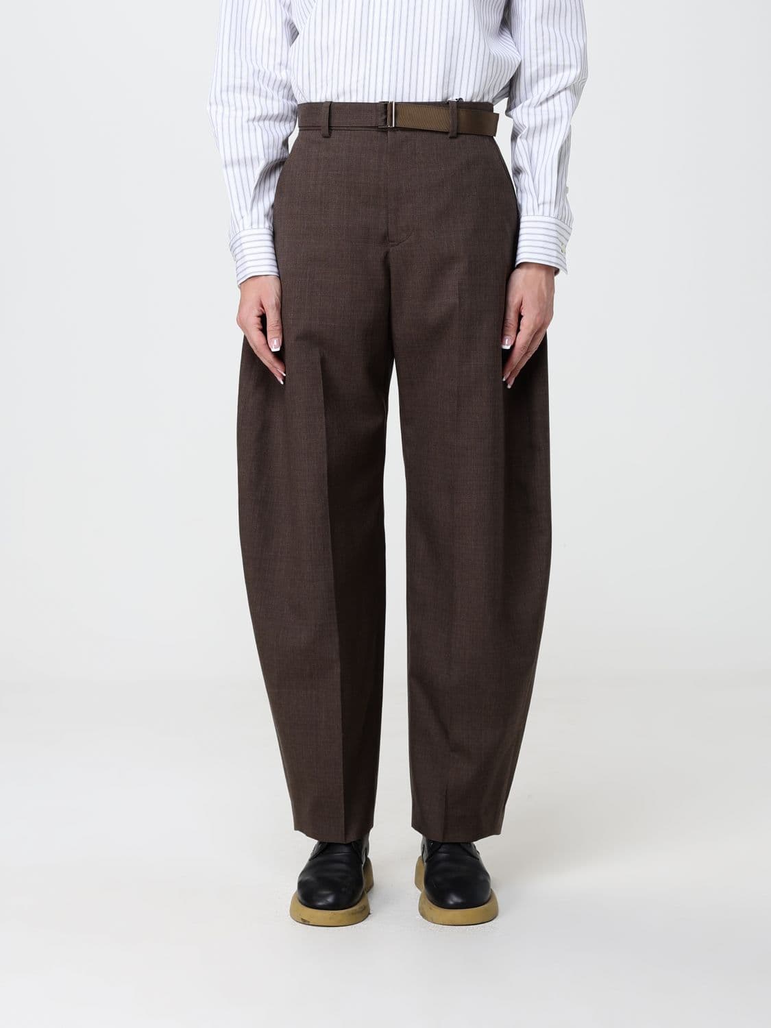 Sacai High-Waisted Wide-Leg Tailored Wool-Blend Trousers · 2
