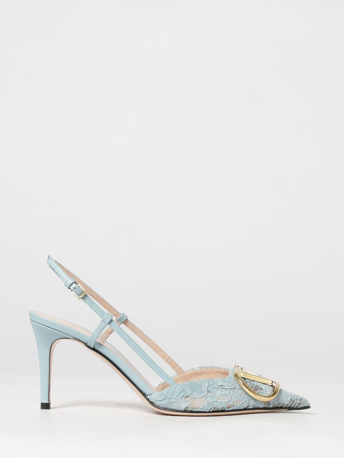 Valentino Garavani VLogo Signature Lace Stiletto Heel Slingback Pumps
