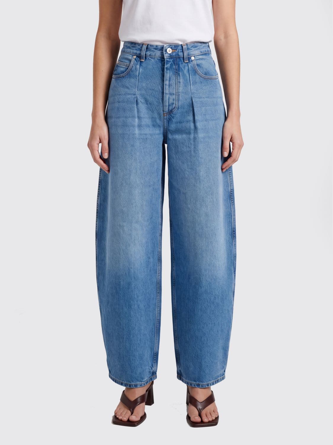 Jacquemus Le De-Nîmes Ovalo High-Waisted Wide-Leg Jeans in Cotton Denim