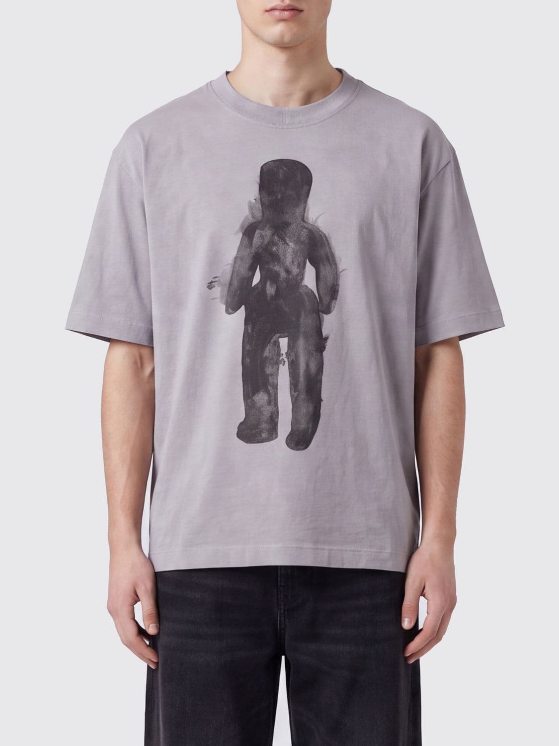 Ziggy Chen Drop Shoulder Graphic Print Cotton T-Shirt with Crew Neck