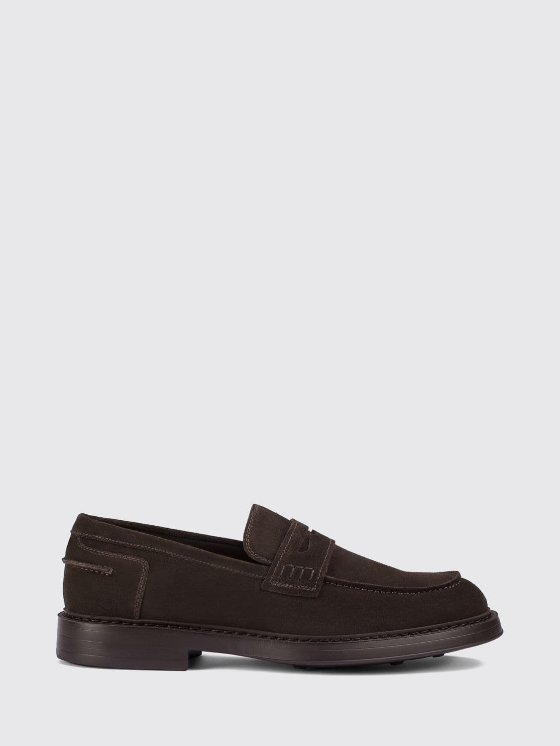 Doucal's Suede Calfskin Penny Loafers with Rubber Sole