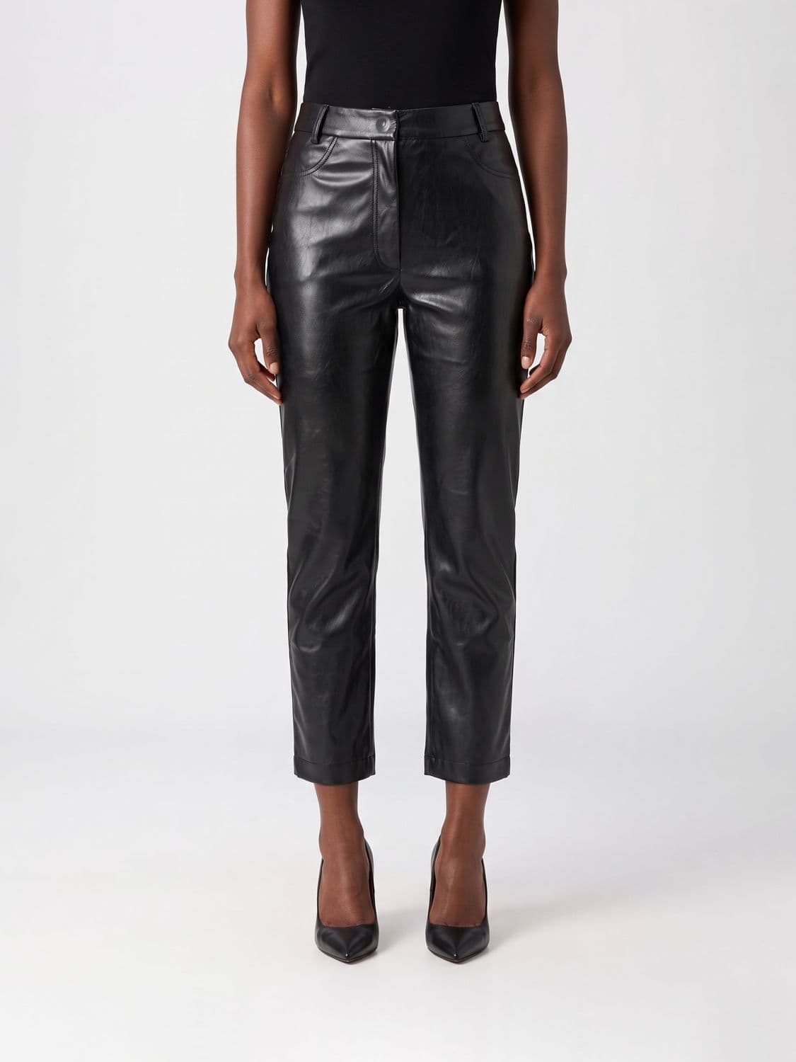 The Andamane Mid-Rise Cropped Skinny Faux Leather Trousers