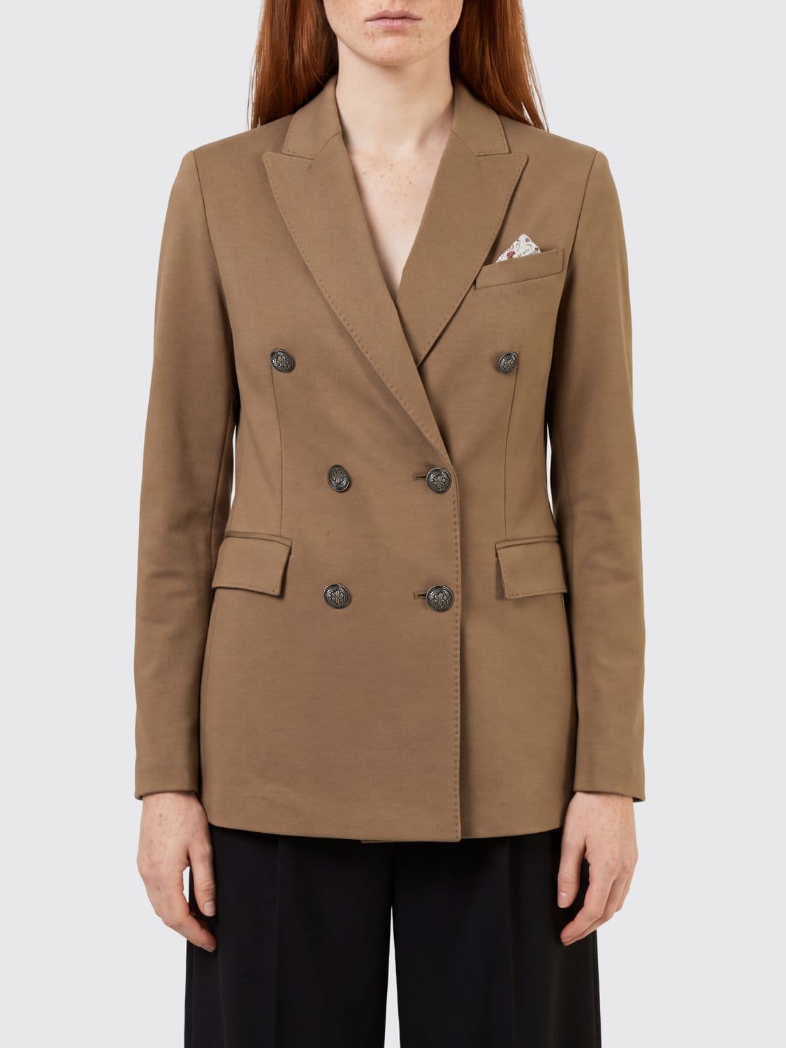 Circolo 1901 Double-Breasted Cotton Blazer with Metallic Buttons