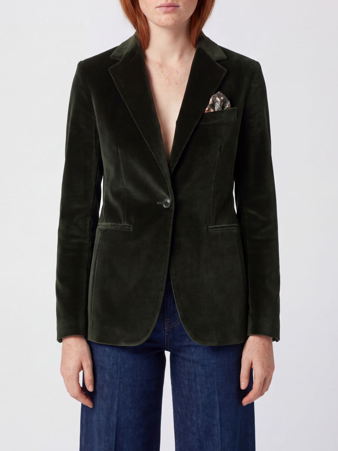 Circolo 1901 Single-Breasted Velvet Blazer with Slit Pockets
