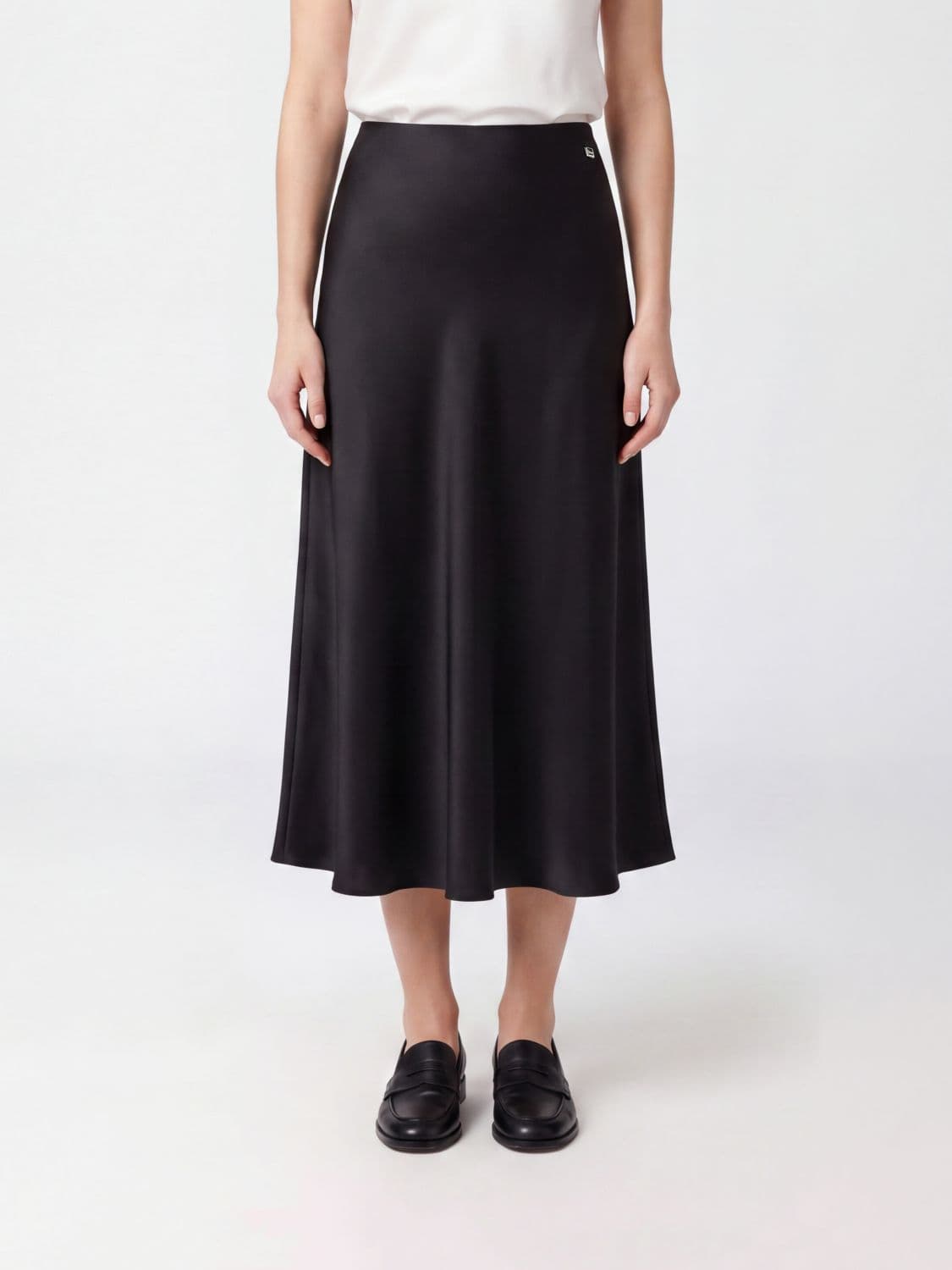 Herno High-Waisted Satin Midi Pencil Skirt