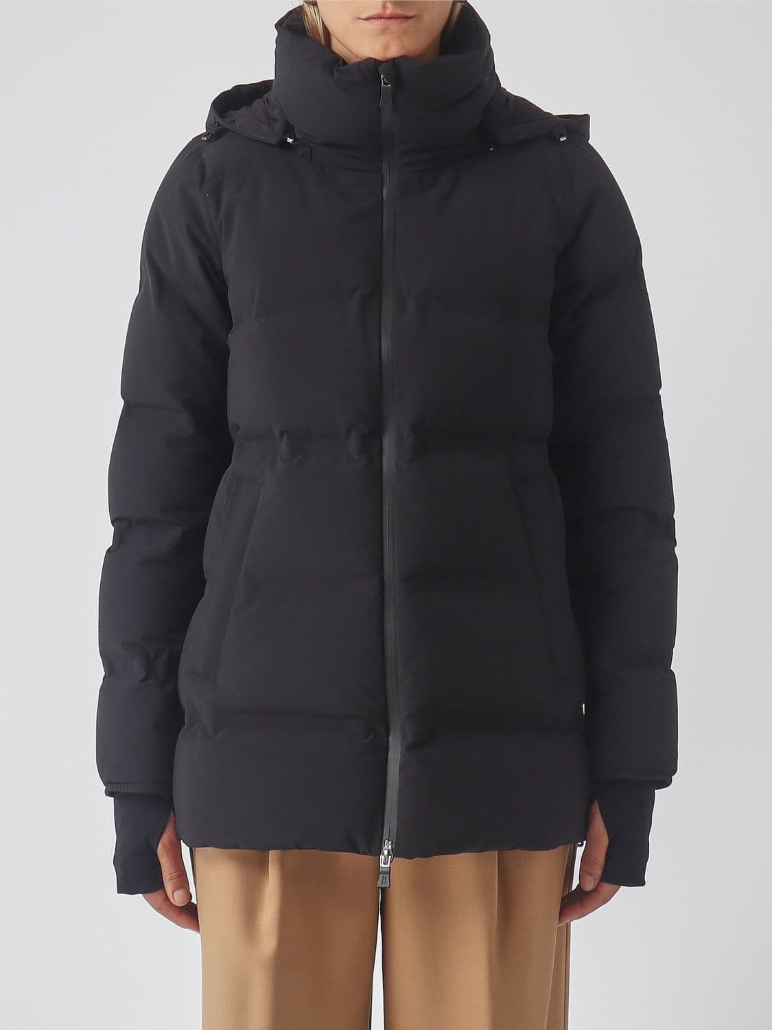 Herno A-Shape Short Down Jacket in Quilted Nylon with Removable Hood