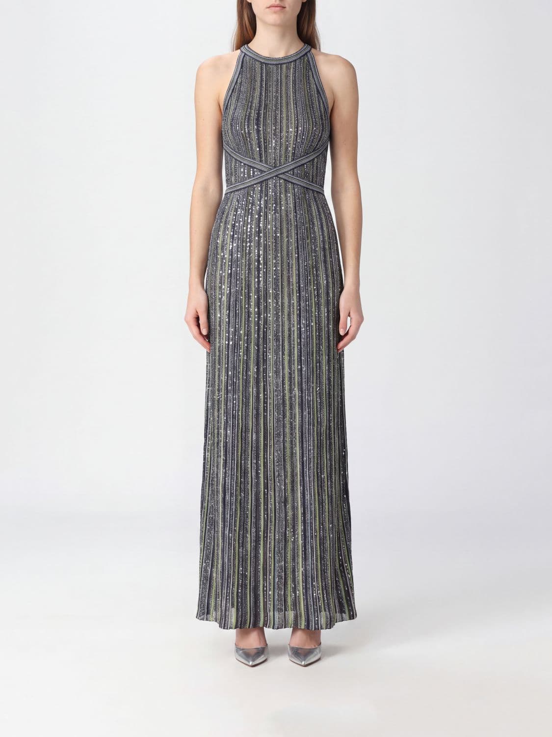 Missoni Striped Lurex Halterneck Long Evening Gown