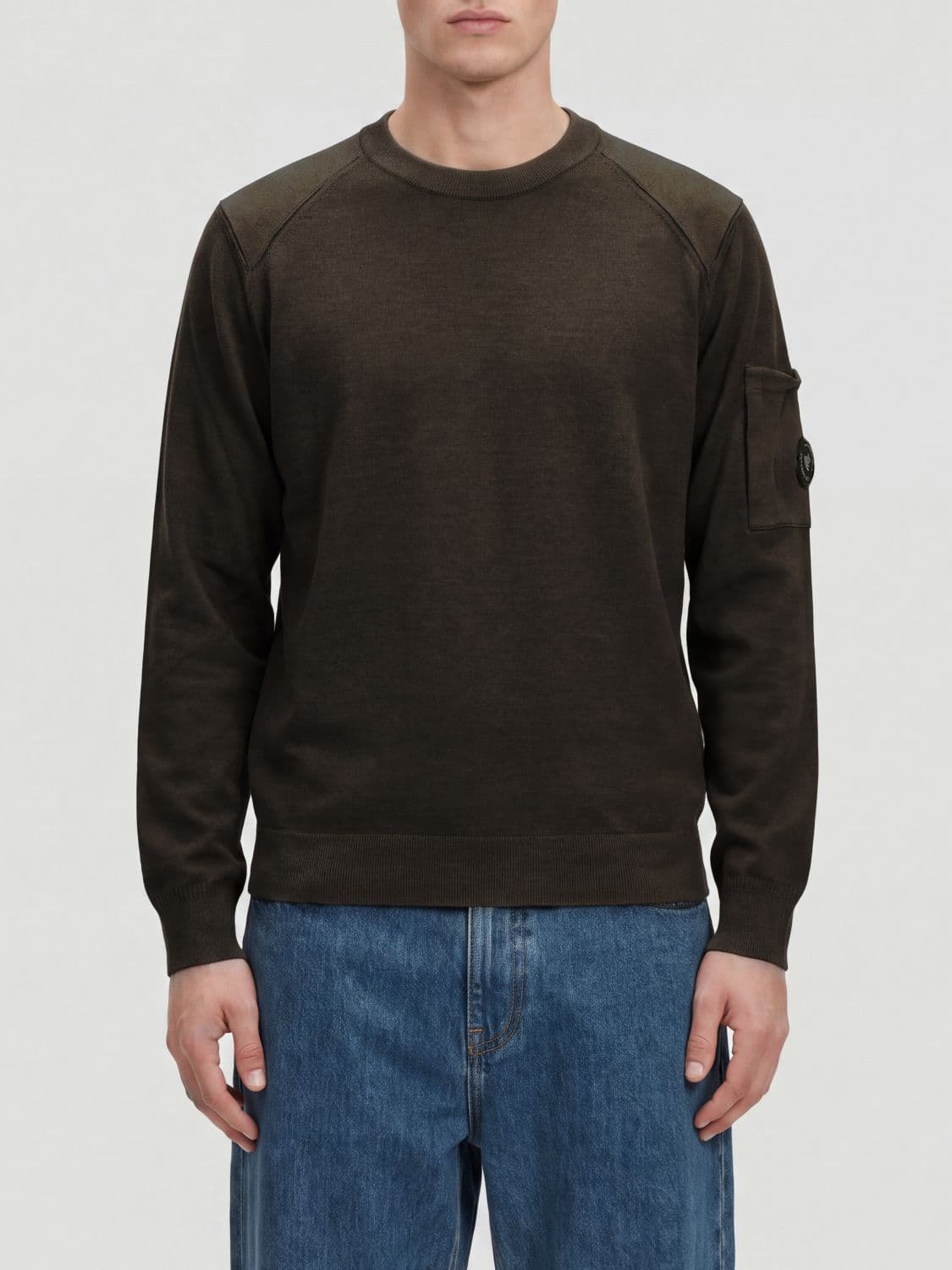 C.p. Company C. P. COMPANY Wool Crewneck Jumper with Long Sleeves and Patch Pocket