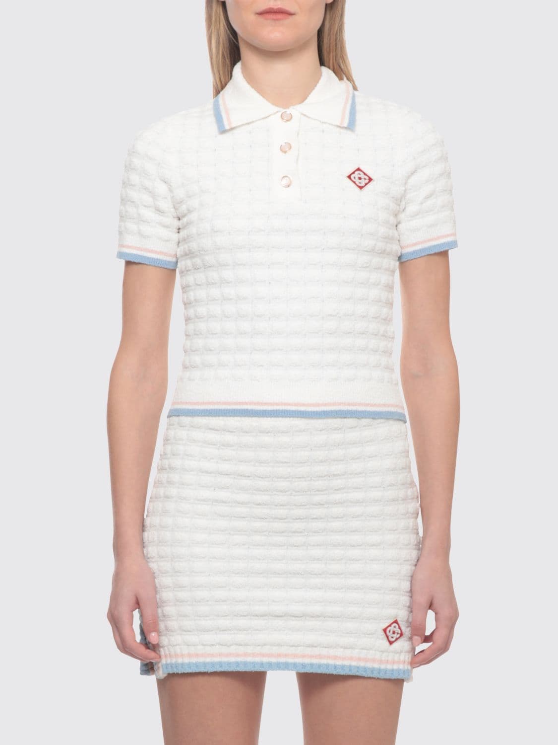 Casablanca Slim Fit Contrast Trim Cotton-Blend Knit Polo Shirt · S