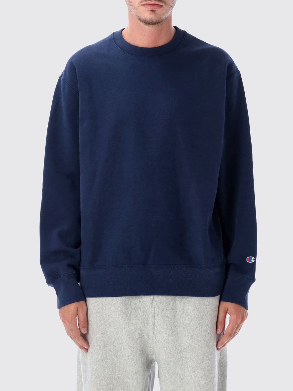 Champion Cotton Crewneck Sweatshirt with Dropped Shoulders