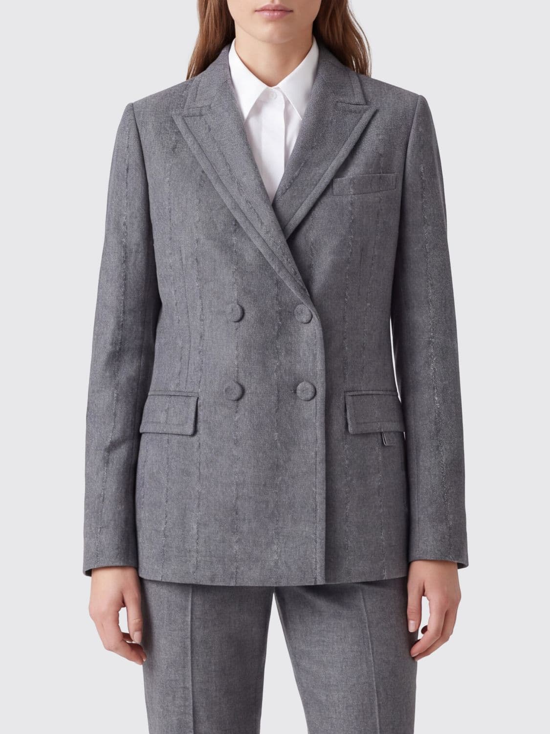 Fabiana Filippi Double-Breasted Cropped Virgin Wool Blazer