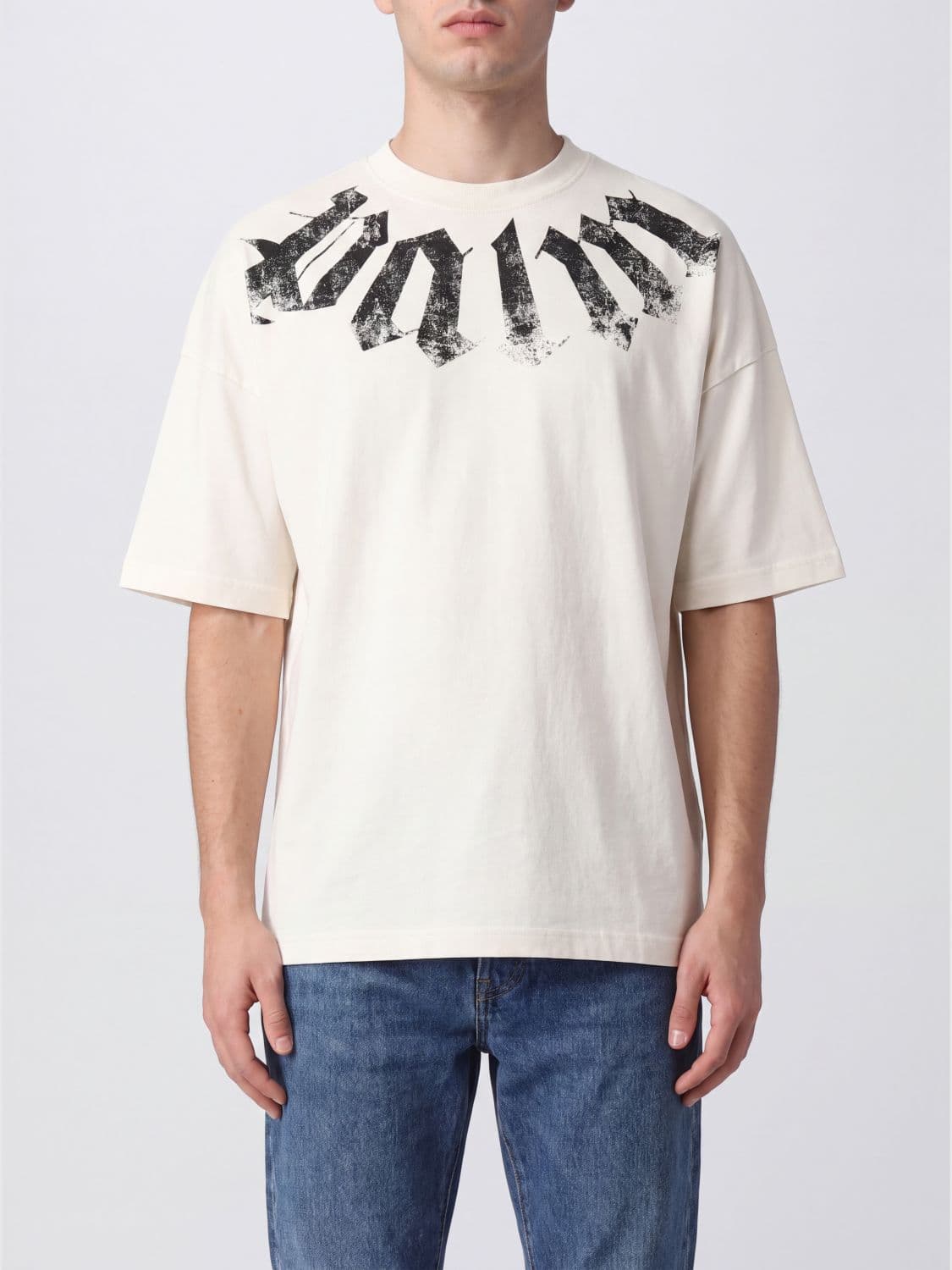 Palm Angels Relaxed Fit Graffiti Logo Print Cotton T-Shirt