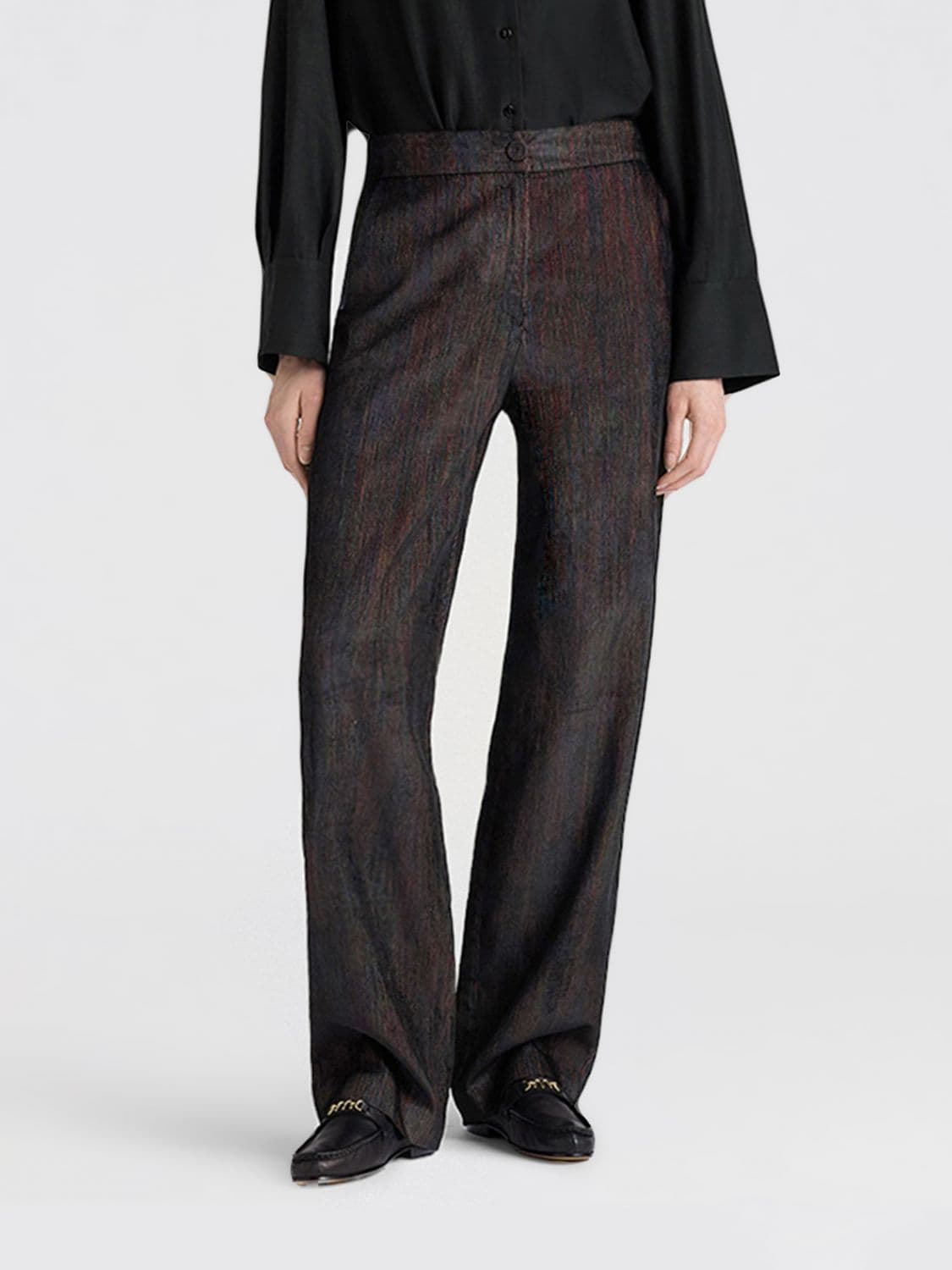 Momonì Frost High-Waisted Straight Wide Leg Trousers in Velvet