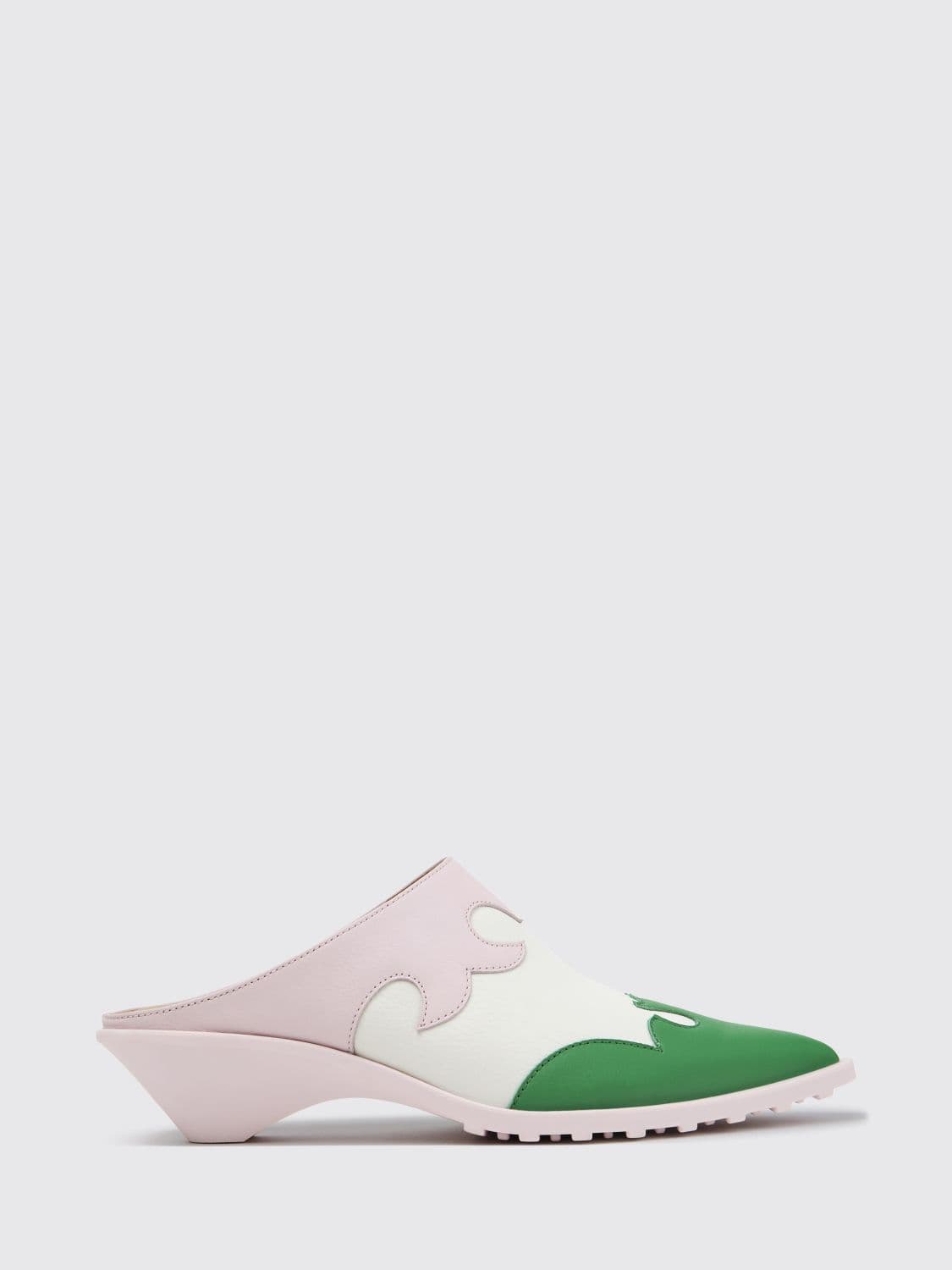 Camper Anita Smooth Calfskin Mules with Low Flared Heel