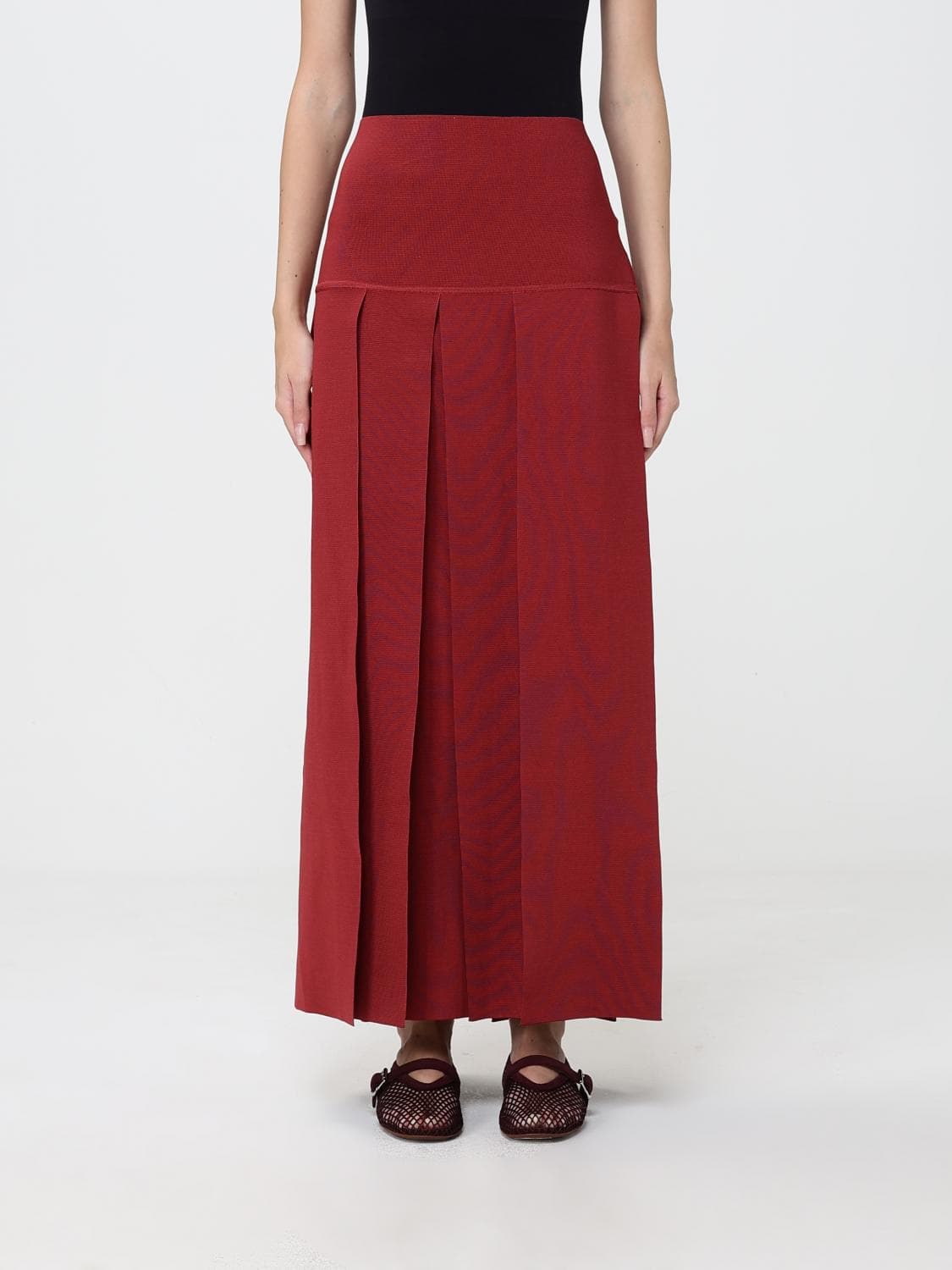 Alaïa High-Waisted Pleated Knit Maxi Skirt in Viscose and Silk