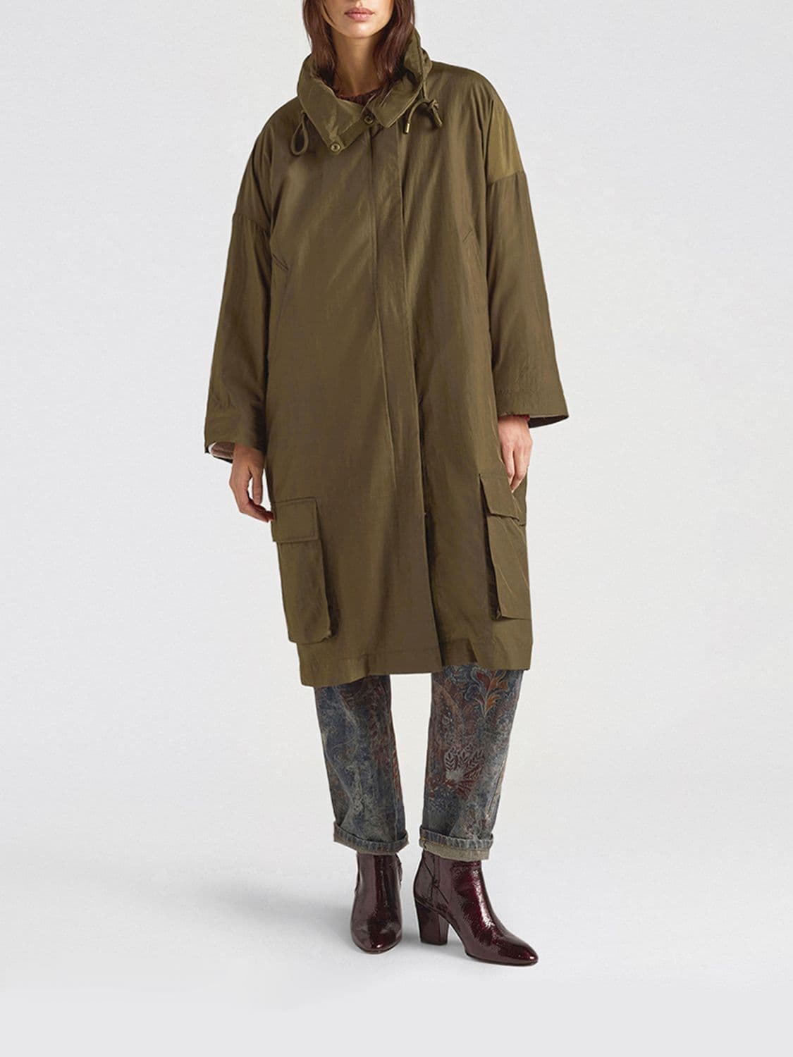 Momonì Long Oversized Parka in Technical Fabric with a High Collar