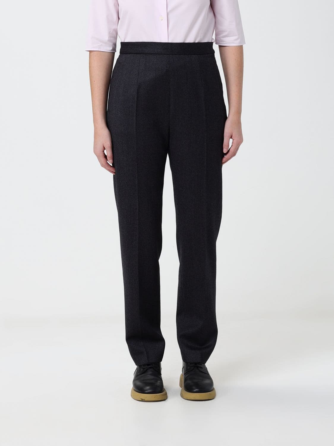 Jil Sander High-Waisted Slim-Fit Trousers in Pure Wool with Side Zip
