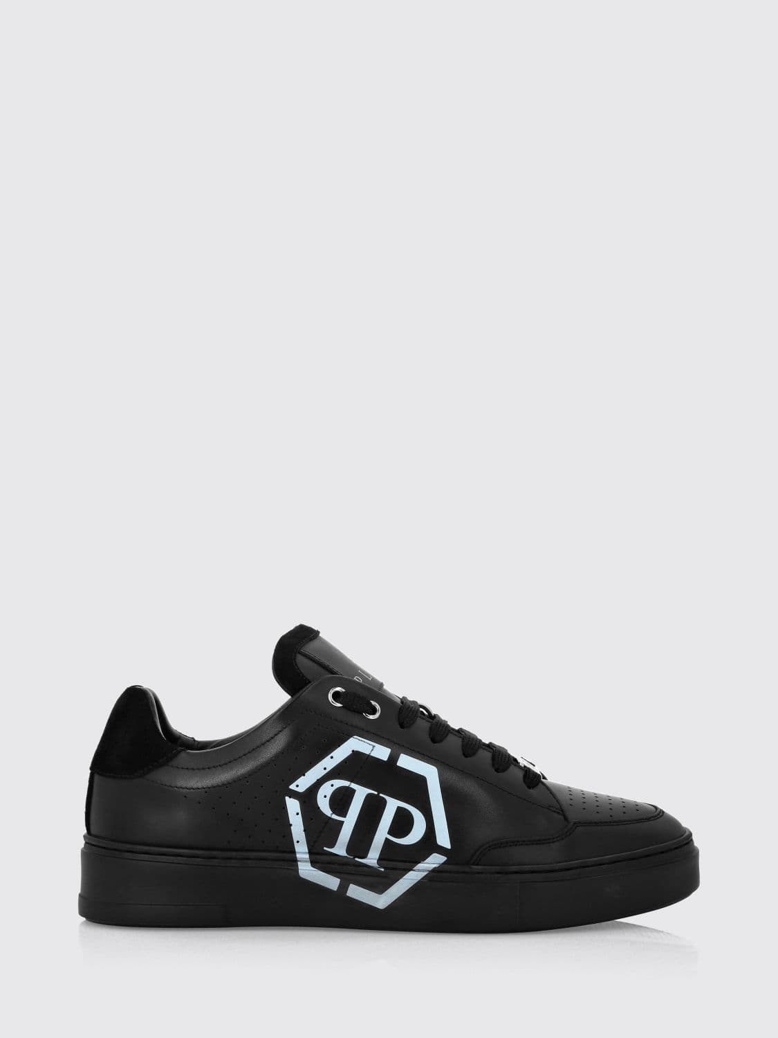 Philipp Plein Monogram Calf Leather Low-Top Sneakers with Hexagon Logo