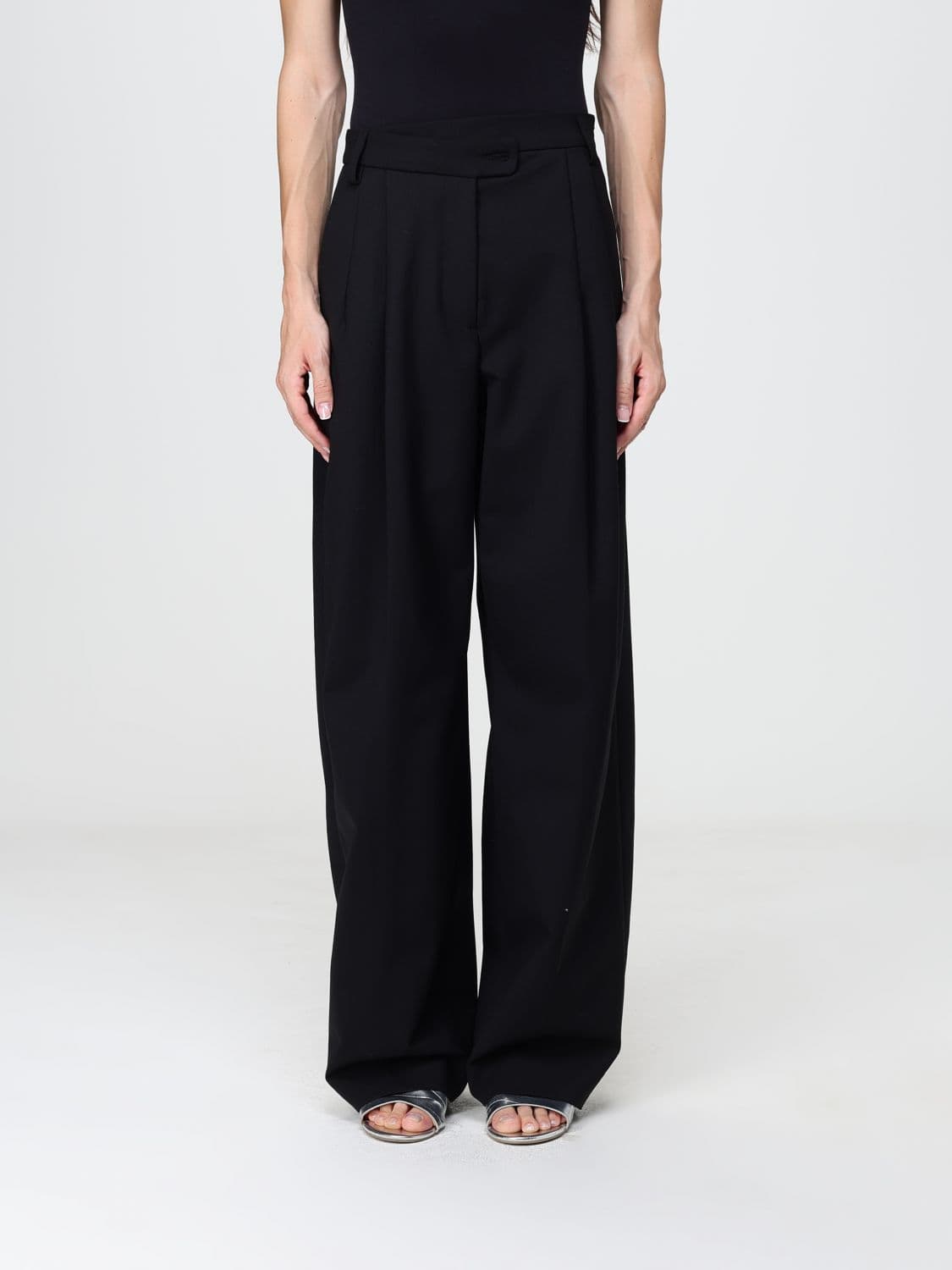 Thelatest High-Waisted Virgin Wool Blend Palazzo Trousers with Darts