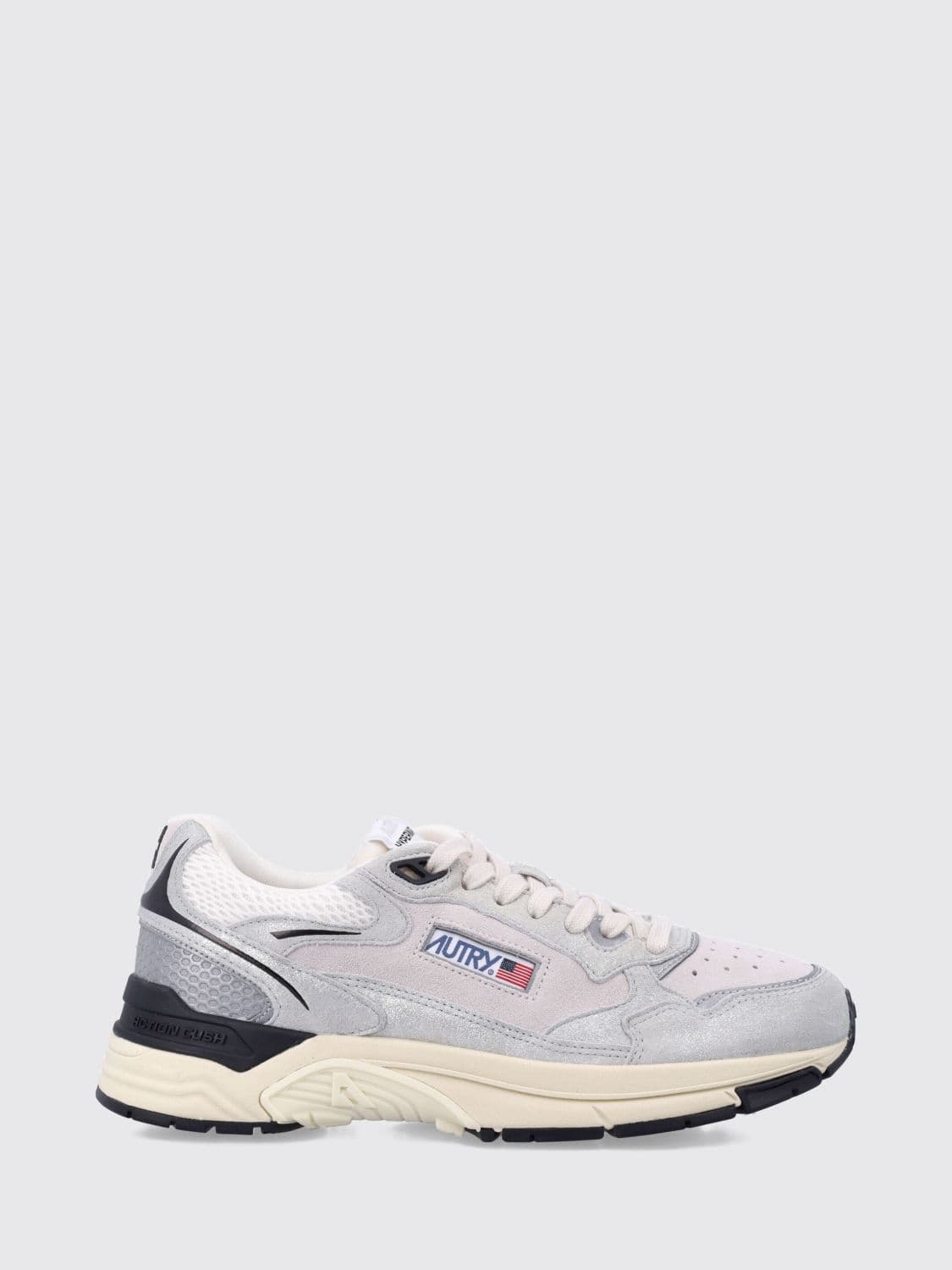 Autry Hyperway Two-Tone Leather and Mesh Trainers with Carved Logo