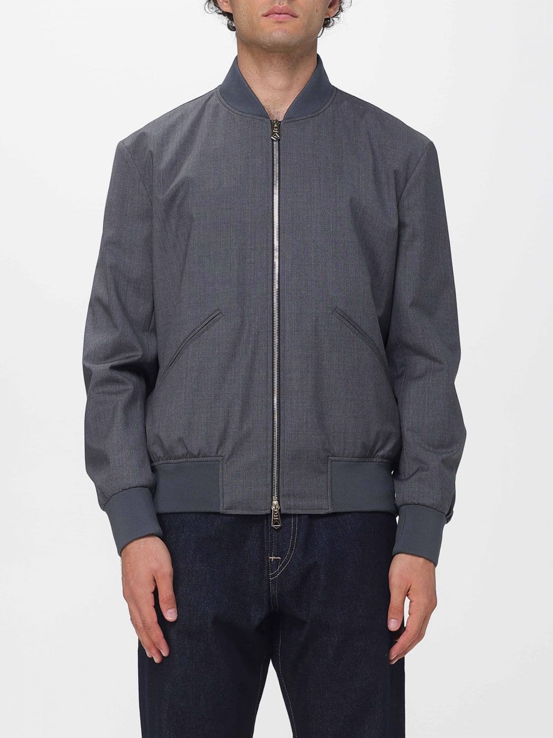 Paul Smith Pure Wool Bomber Jacket with Zip Closure