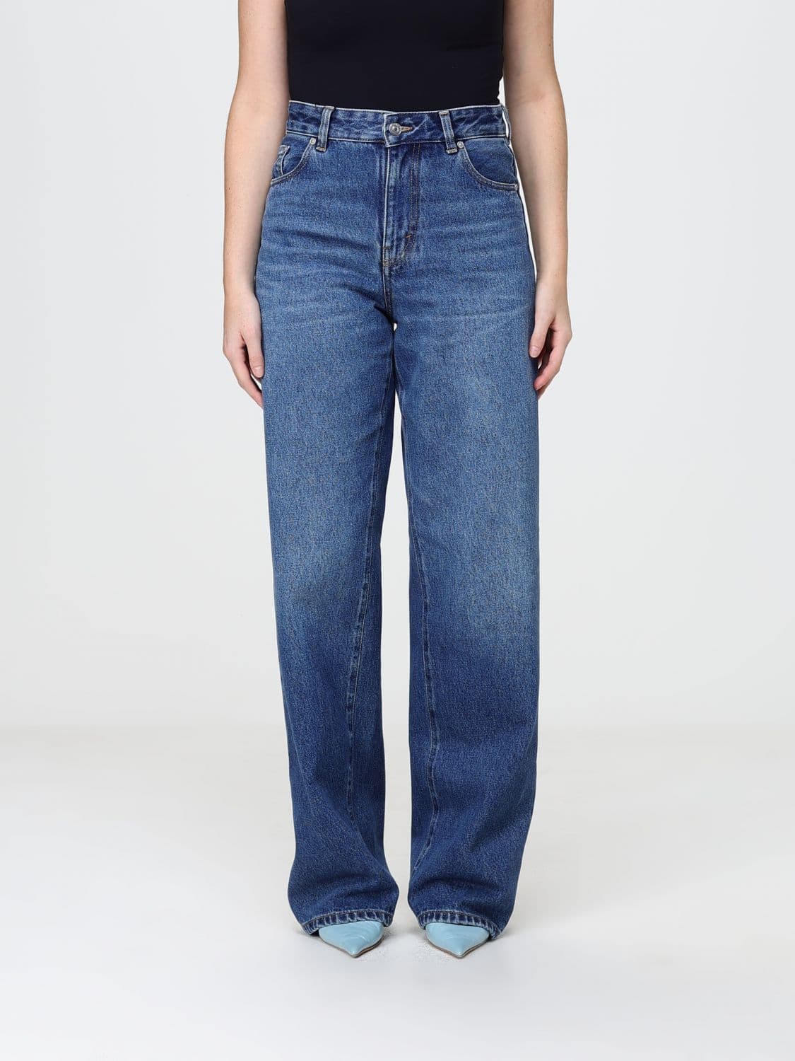 Victoria Victoria Beckham High-Waisted Wide-Leg Jeans in Cotton Denim
