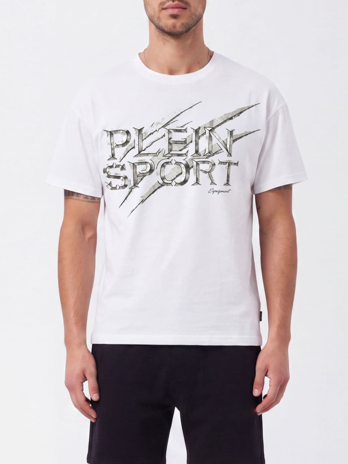 Plein Sport Cotton Jersey T-Shirt with Contrasting Logo Print