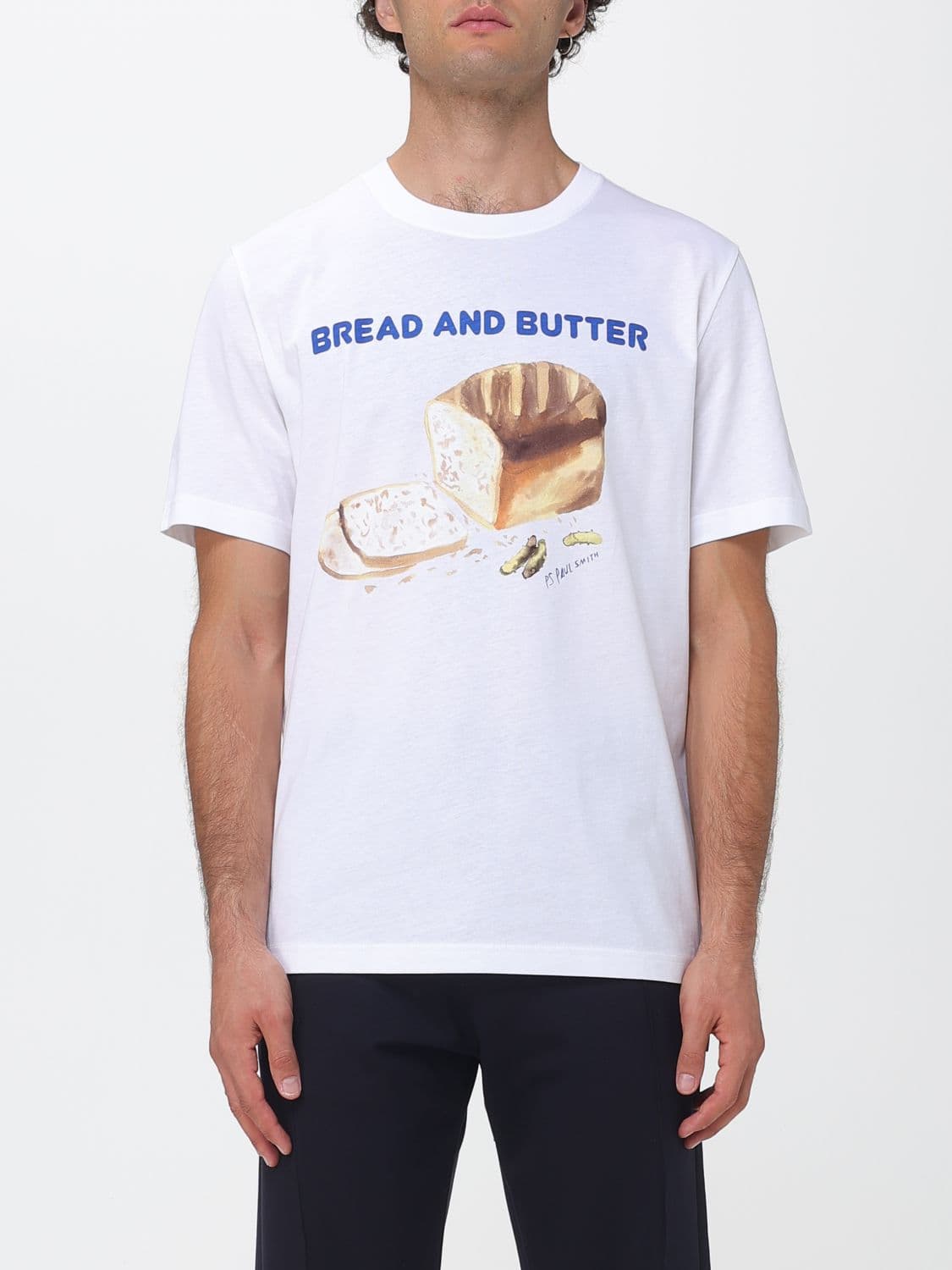 Paul Smith Graphic Print Organic Cotton T-Shirt with Contrast Logo