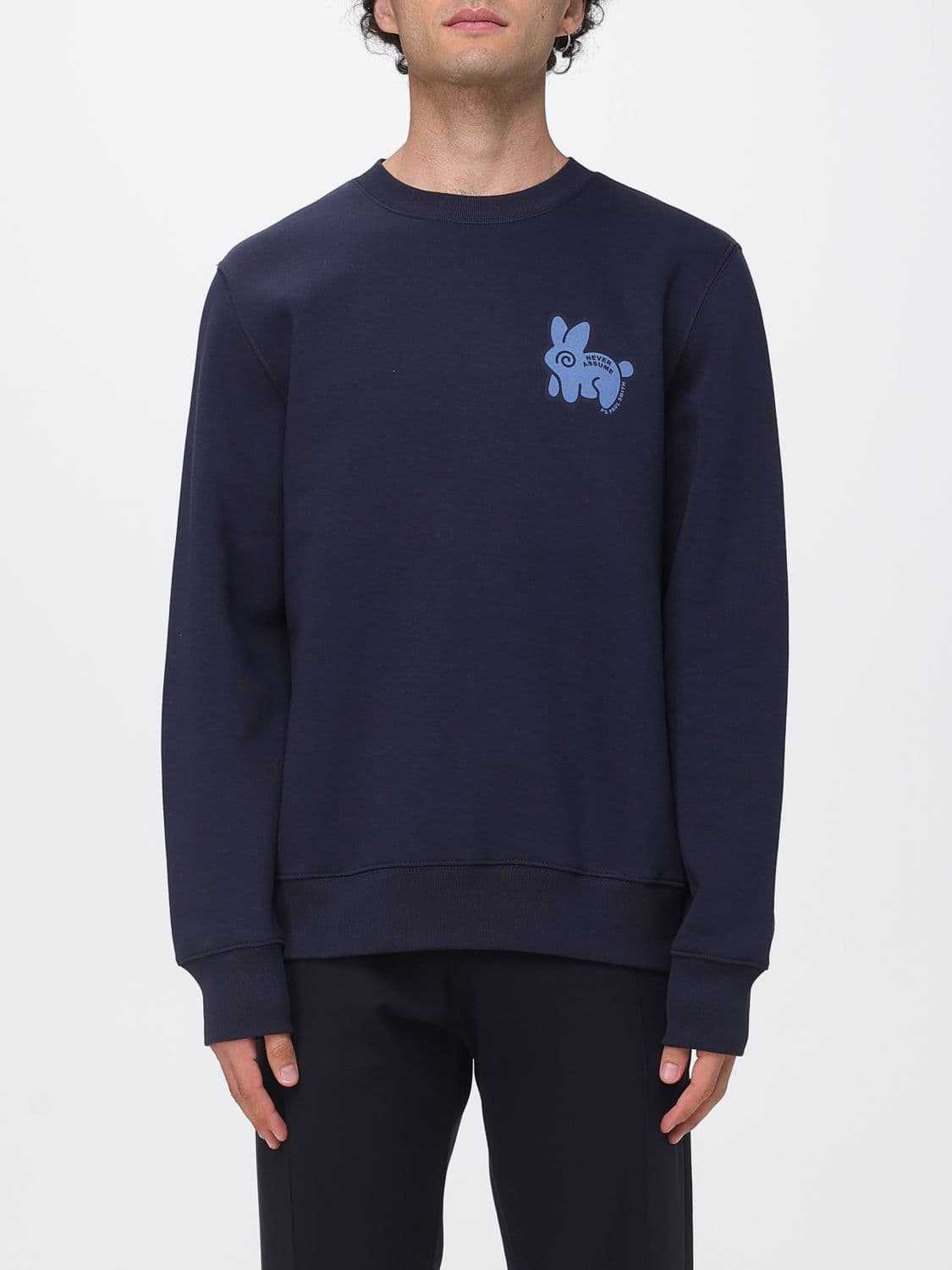 Paul Smith Crewneck Cotton Blend Sweatshirt with Contrast Logo
