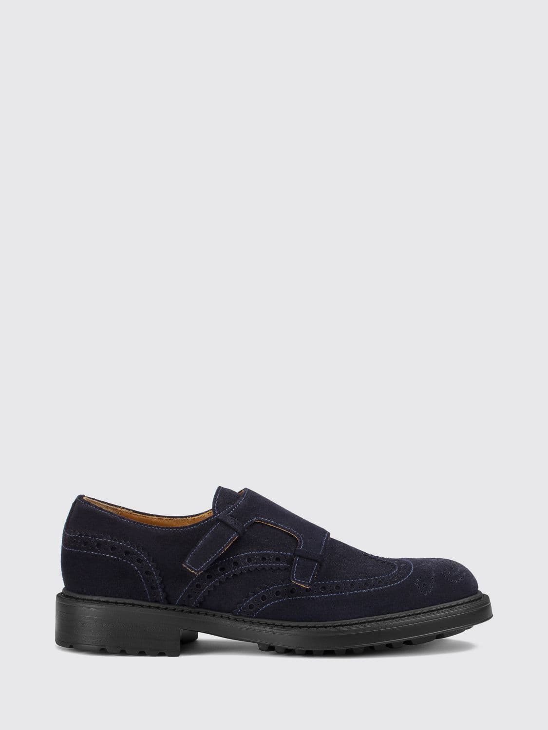 Doucal's Suede Double Monk Strap Shoes with Round Toe