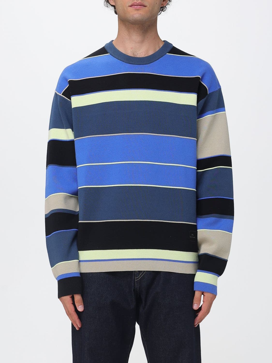 Paul Smith Striped Organic Cotton Relaxed Fit Jumper with Ribbed Trims