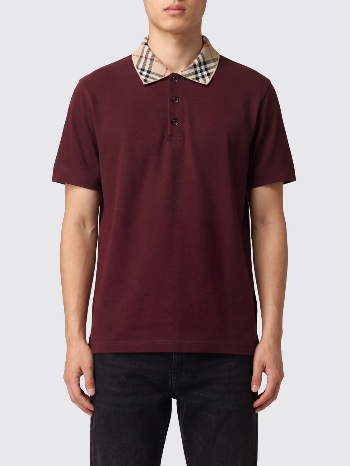 Burberry Cotton Polo Shirt with Check Pattern Collar