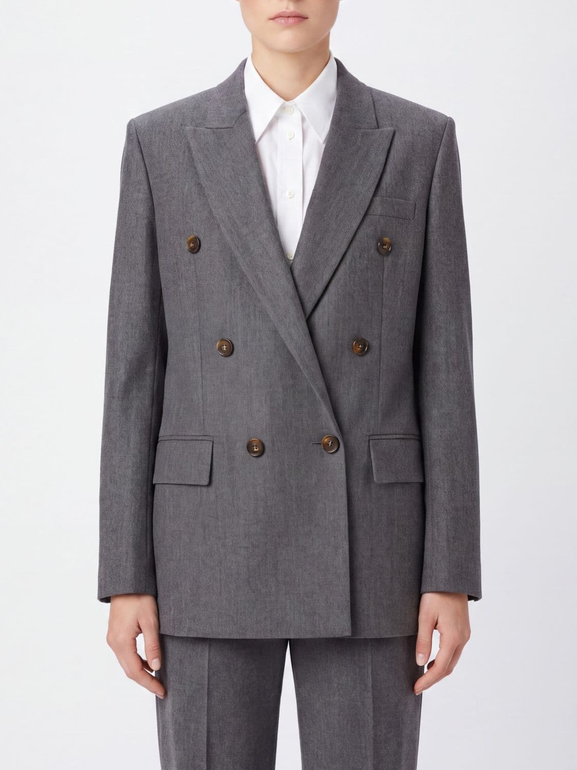 Stella Mccartney Double-Breasted Pure Wool Blazer with Peaked Lapels