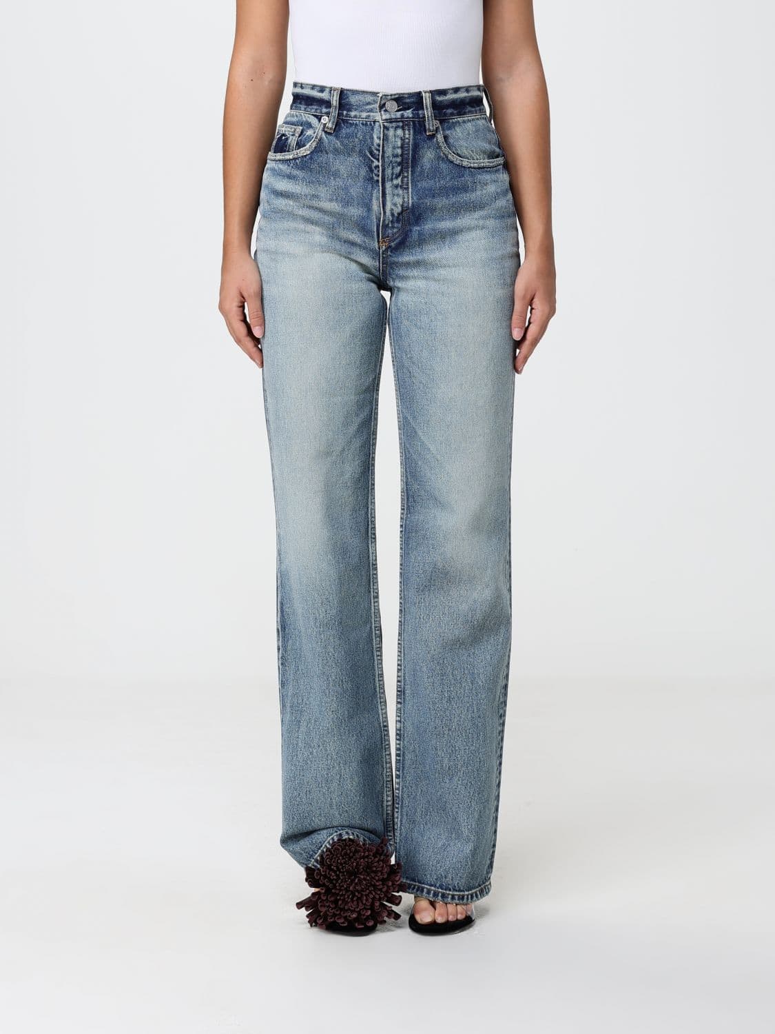 Alaïa High-Waisted Straight Fit Jeans in Cotton Denim