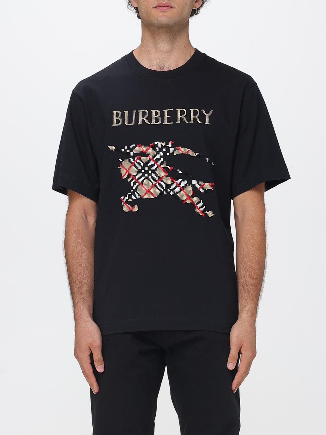 Burberry Cotton Crew Neck T-shirt with Embroidered EKD Logo