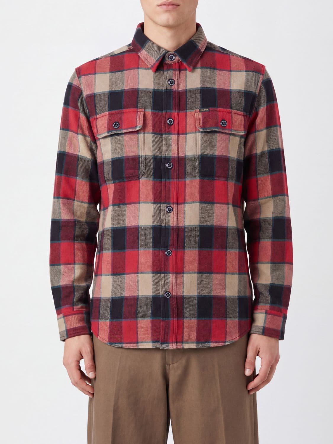 Filson Long-Sleeve Check Shirt in Cotton Flannel with Flap Pockets