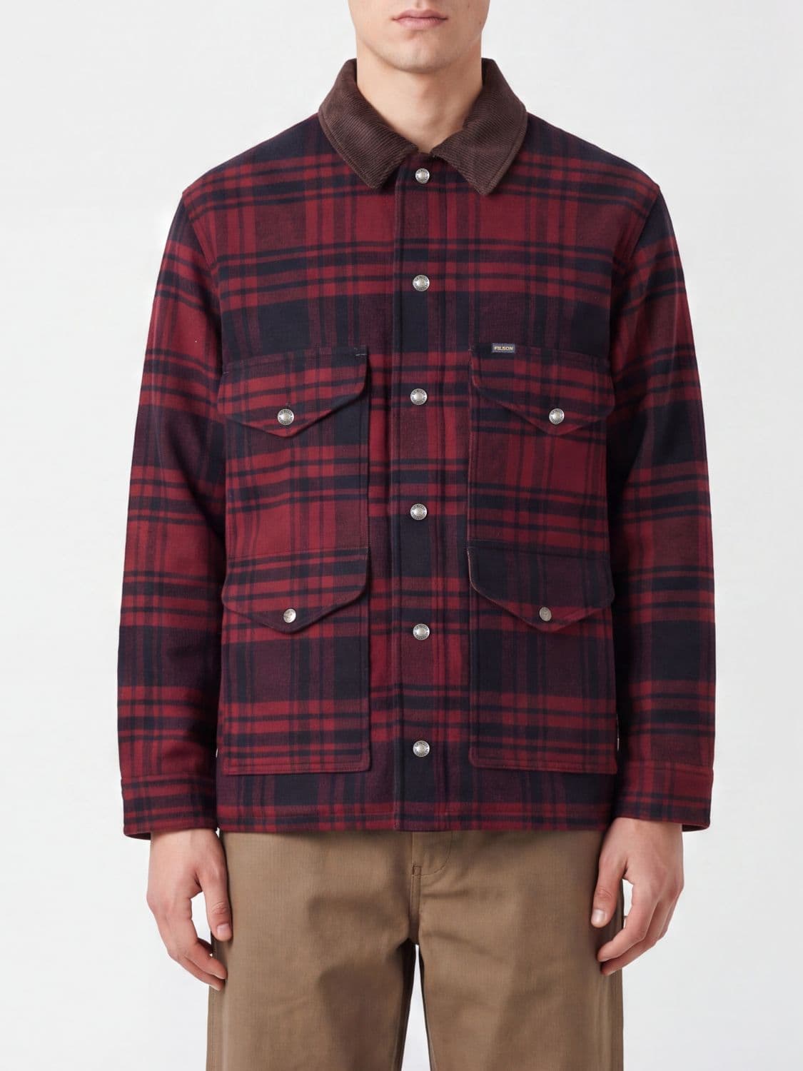 Filson Spokane Tartan Wool Shirt Jacket with Contrast Velvet Collar