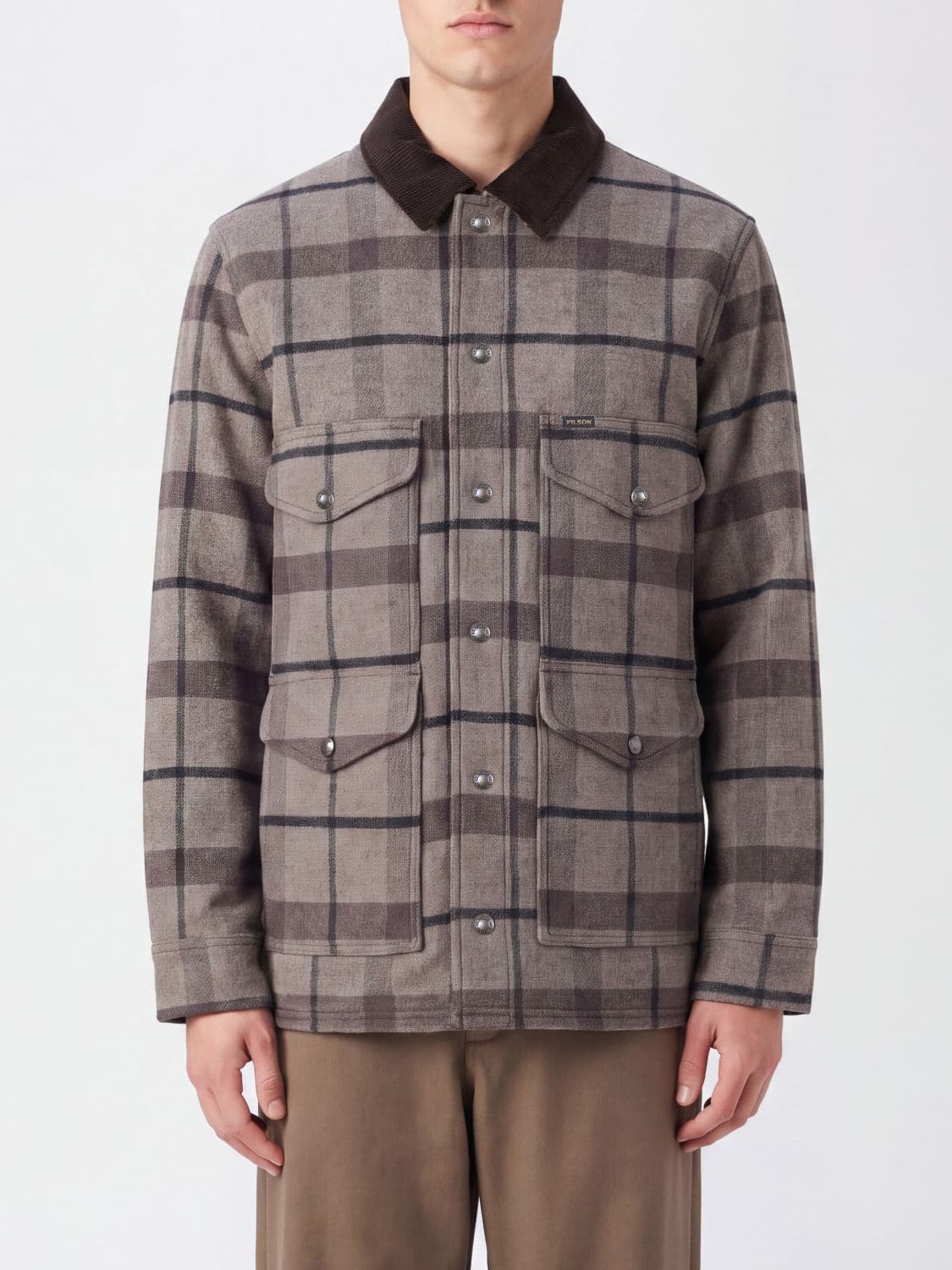 Filson Spokane Tartan Wool Shirt Jacket with Contrast Velvet Collar