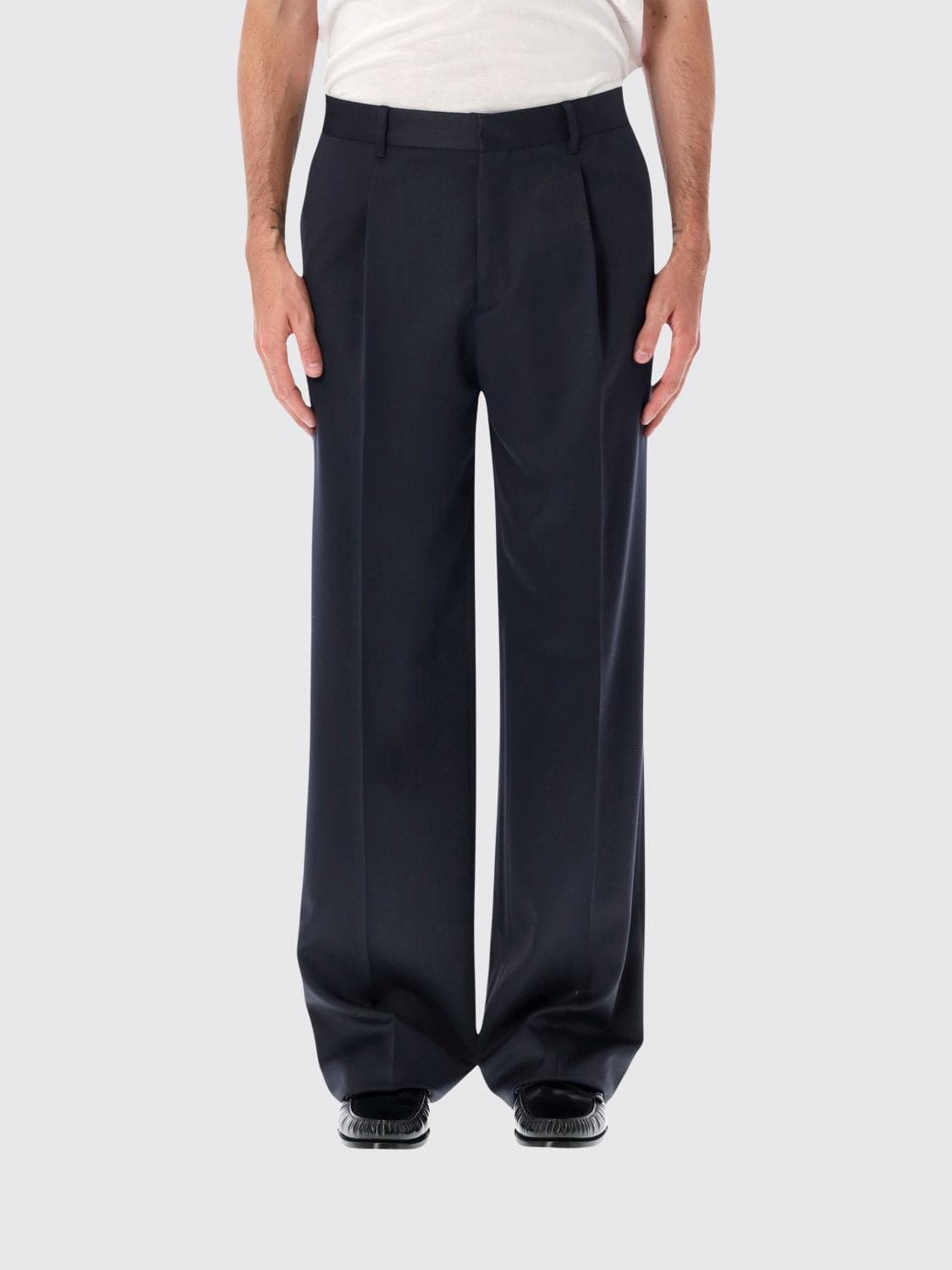 Lardini Wide-Leg Pure Virgin Wool Pleated Trousers