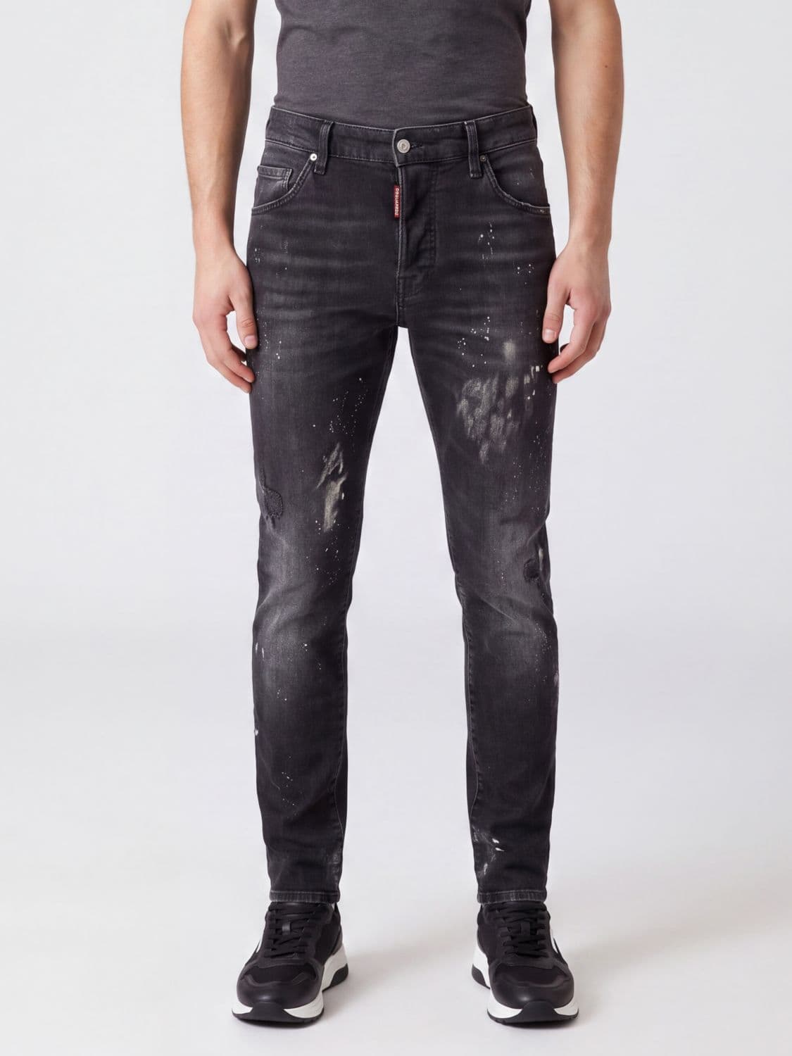Dsquared2 Mid-Rise Skinny Fit Jeans in Black Stretch Denim