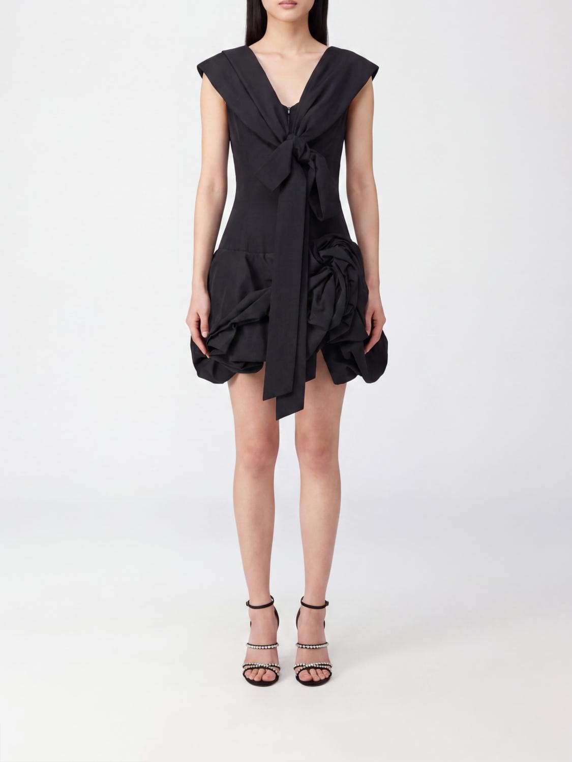 Magda Butrym Asymmetrical Draped Cotton and Silk-Blend Mini Dress