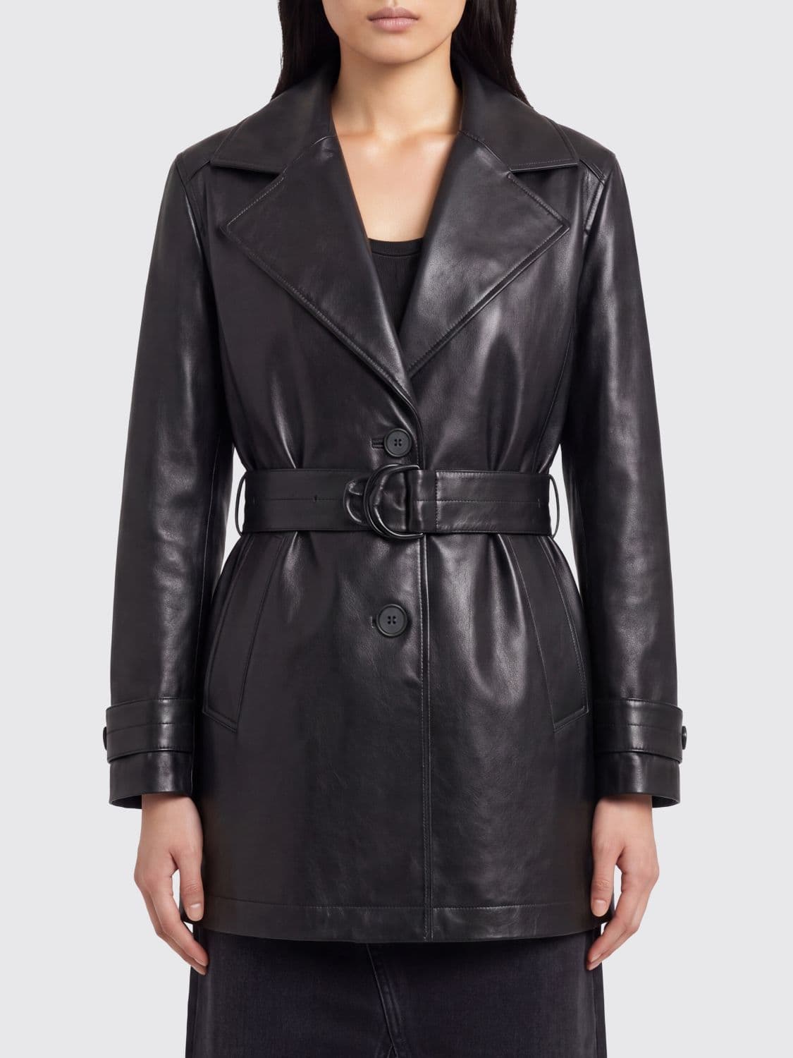 Chloé Single-Breasted Knee-Length Coat in Faux Leather with Belt