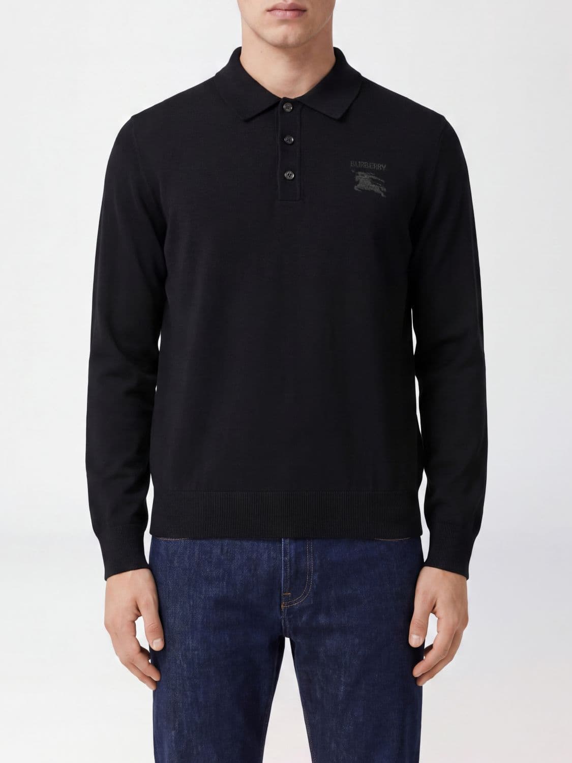 Burberry EKD Logo Long-Sleeved Knitted Wool Polo