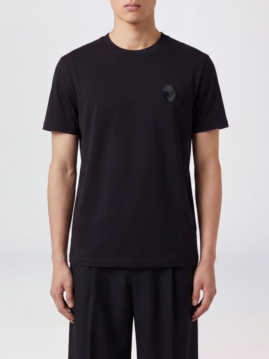 Versace Stretch-Cotton T-shirt with Tone-on-Tone Medusa Logo Patch